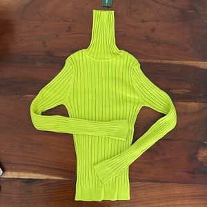 TWIK Neon Yellow stretchy turtleneck